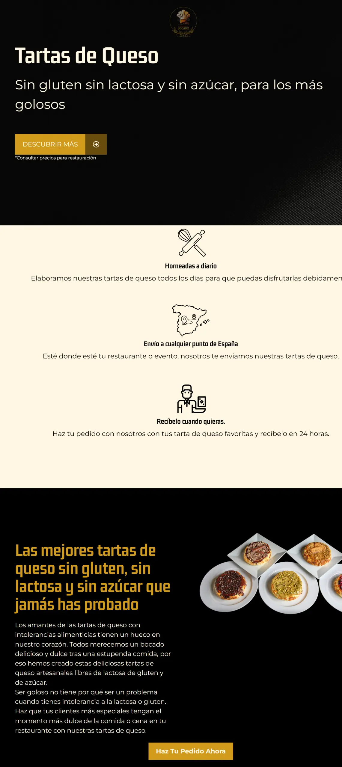 Tienda de tartas de queso — versión móvil